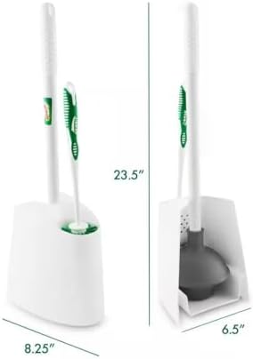 Toilet Brush with Holder and Plunger White and Green