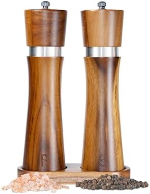 Premium Acacia Wood Salt and Pepper Grinder Set