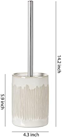 Luxury Ceramic Toilet Brush Set - Ivory White