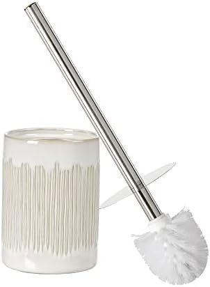 Luxury Ceramic Toilet Brush Set - Ivory White