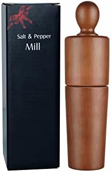 Elegant 8-inch Wooden Salt Pepper Mill with Adjustable Ceramic Grinders