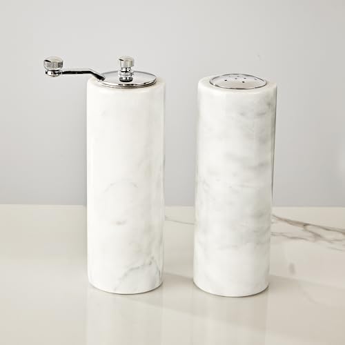 Elevate Your Kitchen with the White Marble Salt Pepper grinder Set