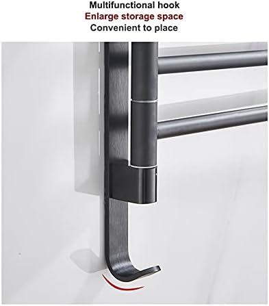 Black Aluminum Towel Rail Rotating Wall-Mounted Towel Holder for Bathroom