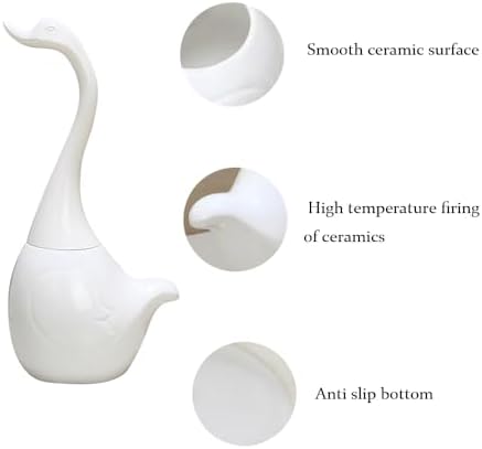Swan Toilet Brush and Ceramic Holder Set
