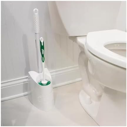 Toilet Brush with Holder and Plunger White and Green