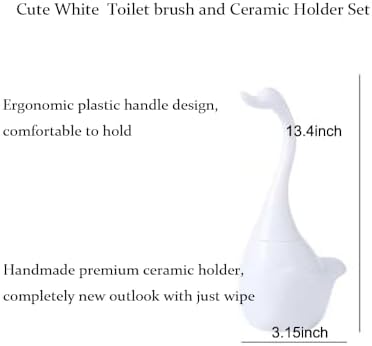 Swan Toilet Brush and Ceramic Holder Set