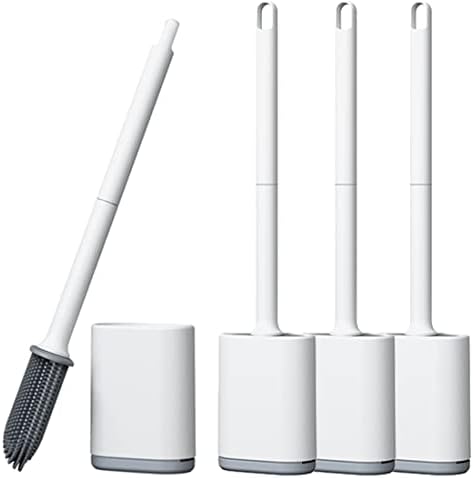Flexible Silicone Toilet Brush Set Non-Scratch Durable