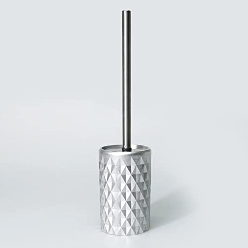 Glowing Toilet Brush and Holder Silver