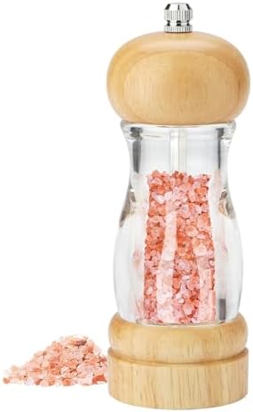 Cozy Oak Pepper Mill with Acrylic Window Fine-Grain Settings