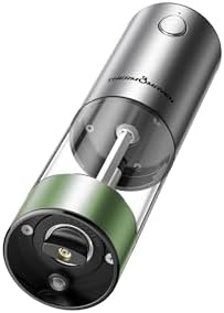 Sturdy Salt Pepper Mill Set with LED Light 6 Levels of Coarseness Adjustment