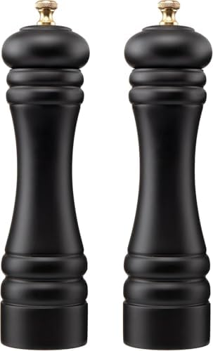 Precise Salt Pepper Grinder Set Beech Wood Stainless Steel Adjustable Ceramic Rotor