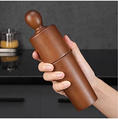 Elegant 8-inch Wooden Salt Pepper Mill with Adjustable Ceramic Grinders