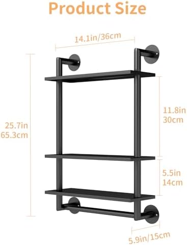 STWWO 3-Tier Wall-Mounted Stainless Steel Towel Rack with Towel Bar
