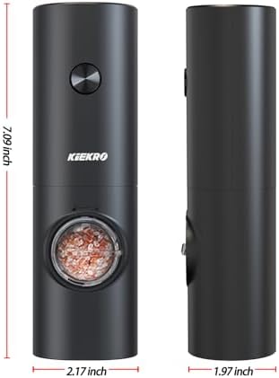 Electric Salt and Pepper Grinder Set with White LED Light