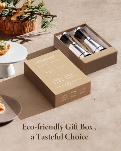 Electric Salt and Pepper Grinder Set with Adjustable Coarseness