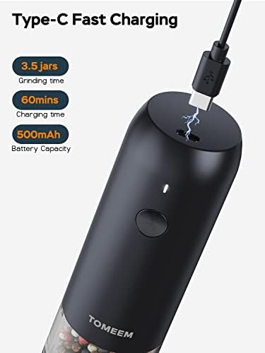 Tomeem Electric Salt Pepper Grinder Set with LED Lights
