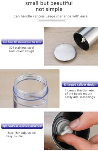 Adjustable Salt Pepper Grinder - Stainless Steel Dual Chamber Set
