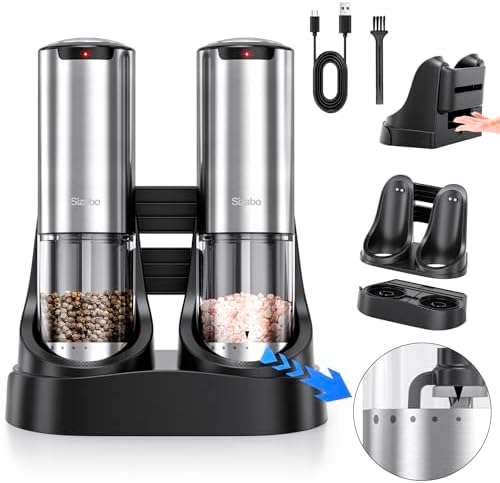 Effortless Design Electric Salt Pepper Grinder Set with Coarseness Adjustment LED Light