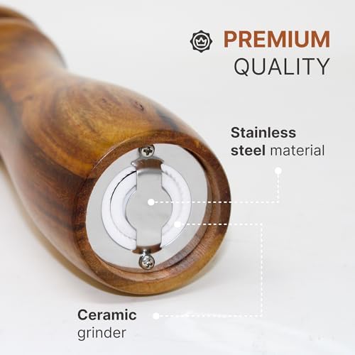 Acacia Light Wood Salt Pepper Mill Set