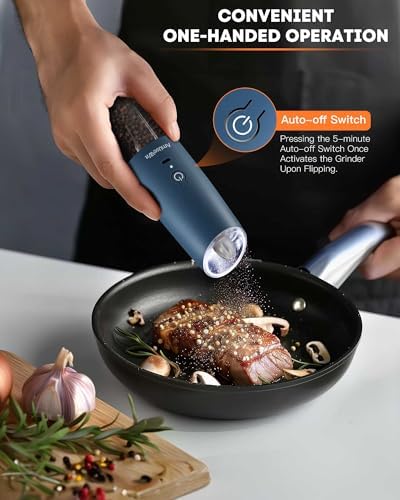 AmuseWit Gravity Electric Salt and Pepper Grinder Set with USB Rechargeable