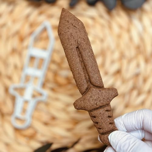 BAKERLOGY Knight Sword Cookie Cutter with 3D Print Design