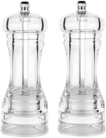 Sonhomay Clear Acrylic Salt Pepper Grinder Set Adjustable Coarseness Stylish Design