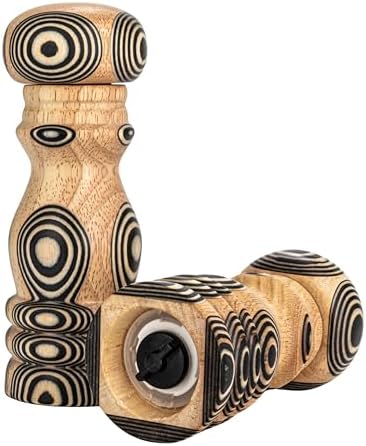 Natural and Black Wood Salt and Pepper Mills Set of 2