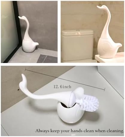 Swan Toilet Brush and Ceramic Holder Set
