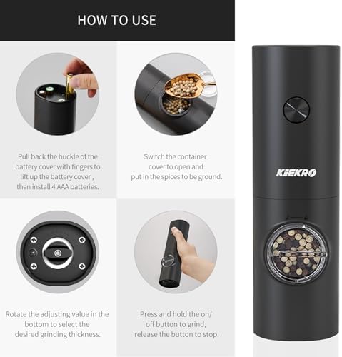 Electric Salt and Pepper Grinder Set with White LED Light