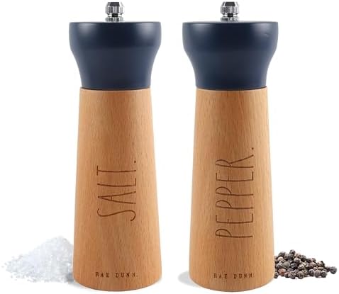 Rae Dunn Salt and Pepper Grinder Set - Modern Bamboo Design
