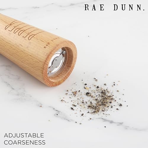 Rae Dunn Salt and Pepper Grinder Set - Modern Bamboo Design