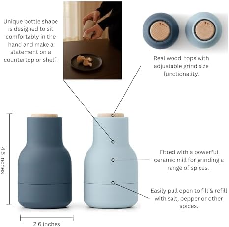menu salt and pepper grinder set small blues with beech lid
