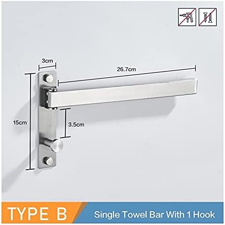 Wall-Mounted Towel Rail Flexible Swivel-rotation Braised Bathroom Towel Holder