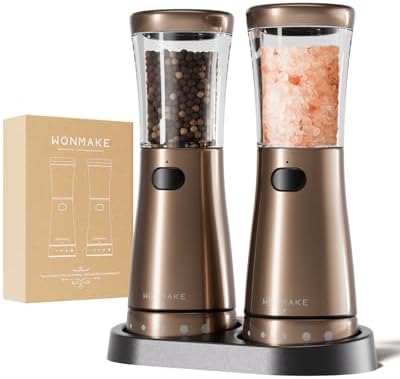 Electric Salt Pepper Grinder Set - Rechargeable Adjustable Coarseness 45oz Capacity