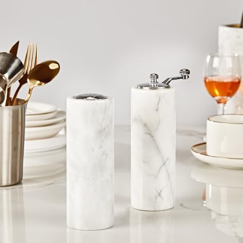 Elevate Your Kitchen with the White Marble Salt Pepper grinder Set