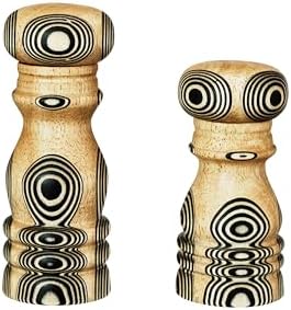 Natural and Black Wood Salt and Pepper Mills Set of 2