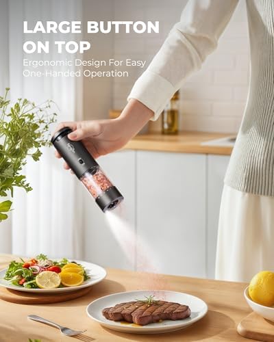 Sangcon 2 Speed Electric Salt and Pepper Grinder Set with Rechargeable Base
