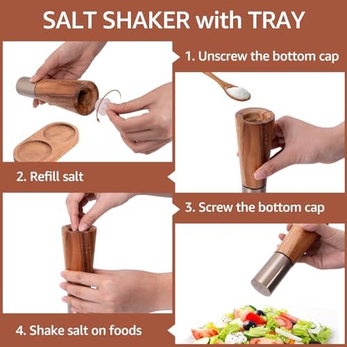 Elegant Salt Pepper Grinder Set with Acacia Wood for Kitchen Style