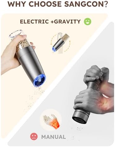 Sangcon Gravity Electric Pepper and Salt Grinder Set