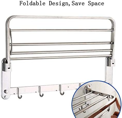 Collapsible Towel Rack with Hooks for Bathroom or Bedroom
