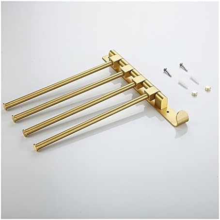 Bathroom Towel Rail with 2 Rods Brushed Gold Wall-Mounted