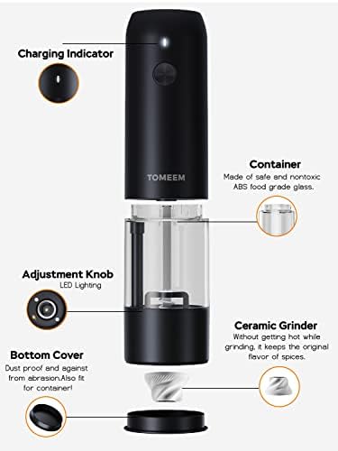 Tomeem Electric Salt Pepper Grinder Set with LED Lights