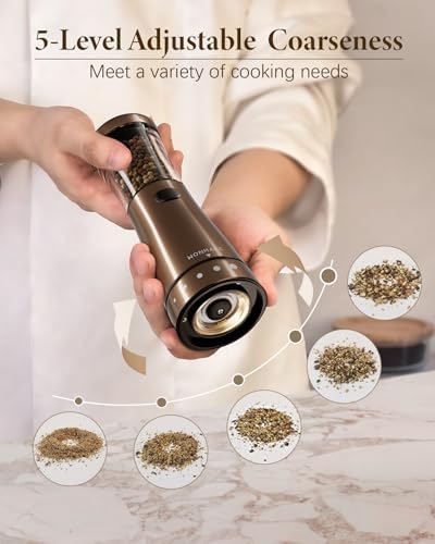Electric Salt Pepper Grinder Set - Rechargeable Adjustable Coarseness 45oz Capacity