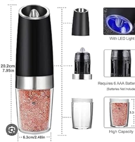 Gravity Electric Salt and Pepper Grinder Set Matte Black