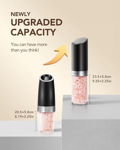 Extra Large Electric Salt and Pepper Mill Set with Dust Cover Adjustable Coarseness