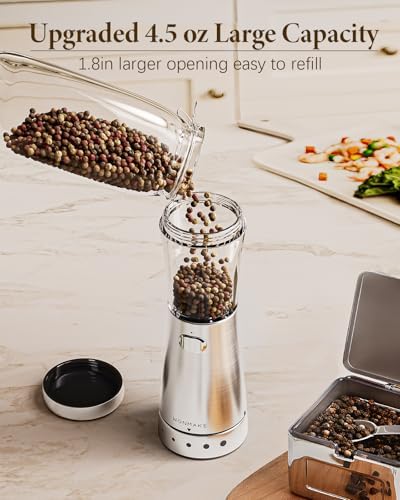 Electric Salt and Pepper Grinder Set with Adjustable Coarseness