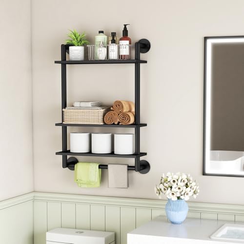 STWWO 3-Tier Wall-Mounted Stainless Steel Towel Rack with Towel Bar