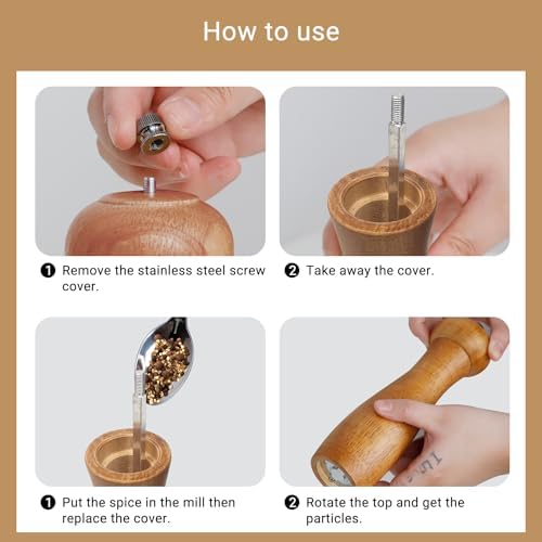 ManGotree Wooden Pepper Grinder with Adjustable Coarseness