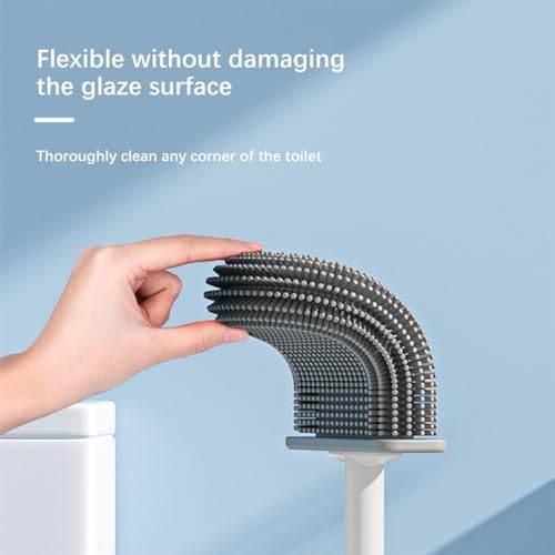 Durable Silicone Toilet Brush with Wall Mount Set