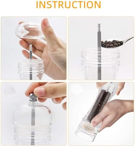 Sonhomay Clear Acrylic Salt Pepper Grinder Set Adjustable Coarseness Stylish Design
